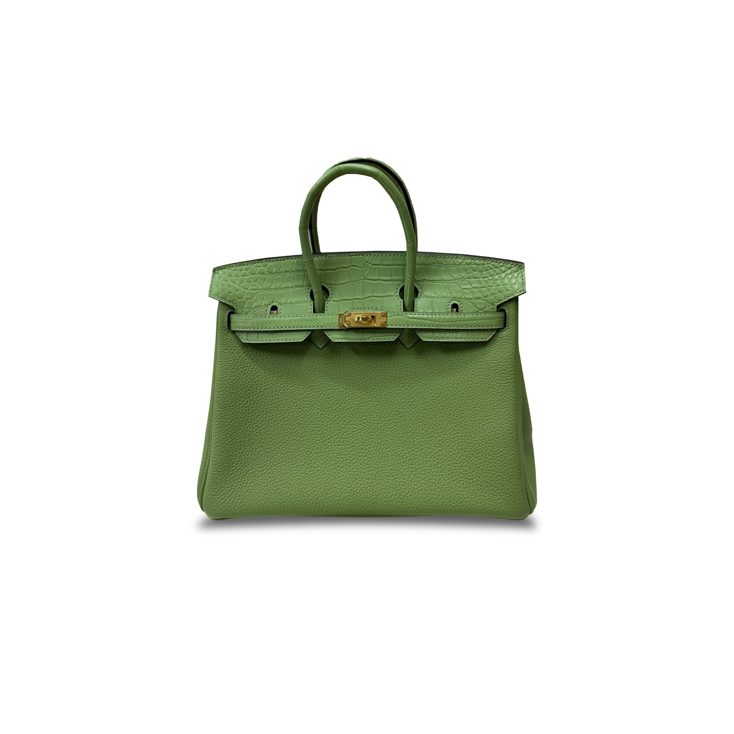 HERMÈS MASTER BIRKIN 30 CROCODILE AND TOGO LEATHER AVOCADO GREEN GOLD BUCKLE H076235CK09 (30*22*16cm)